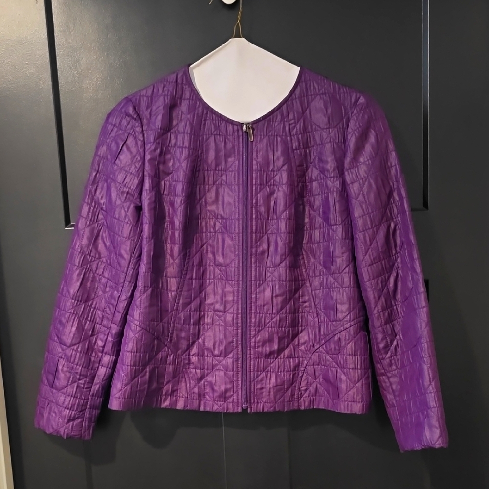 Kasper Women's Purple Quilted Puffer Jacket sz M